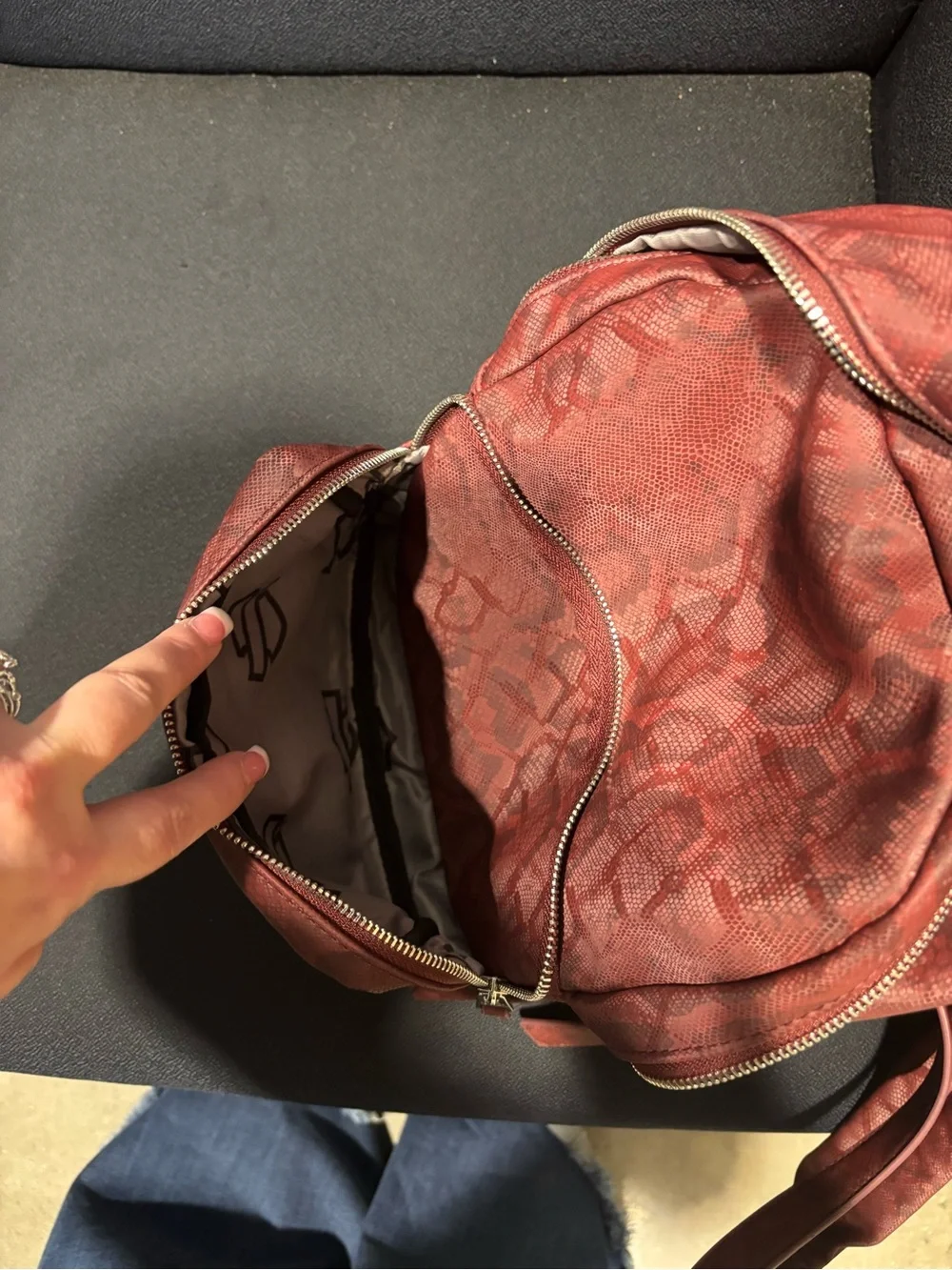 Harley-Davidson Women's Deep Wine Snake-Print Backpack